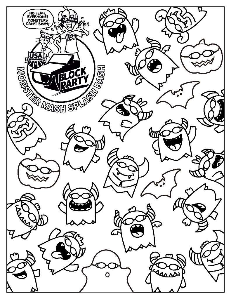 Monster Mash Splash Bash Coloring Page
