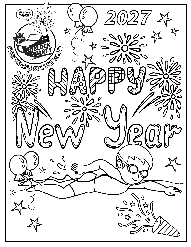 New Years Splash Bash Coloring Page